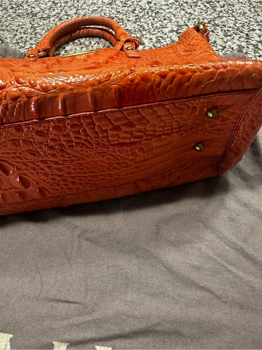 Brahmin Burnt Orange Croc-Embossed Tote - Picture 5 of 6